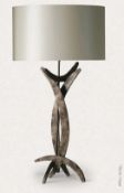 1 x PORTA ROMANA 'Miro' Luxury Forged Metal Artisan Table Lamp in a Burnt Silver Finish - RRP £1,920