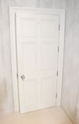 1 x Solid Wood 6cm Thick Lockable Painted Internal Door - Includes Hinges and Handles - Ref: