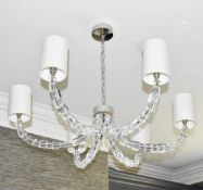 1 x PORTA ROMANA Luxury Clear Crystal Contemporary 6-Arm Chandelier - Original RRP £5,766