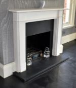 1 x Stone Fireplace with Hearth & Fire Basket - Ref: ASH151/CRV - CL934 - NO VAT ON THE HAMMER -