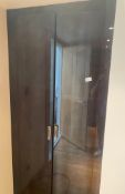 1 x Built In Wardrobe / Cupboard In An Attractive Dark High- Polish Veneer - Ref: GMS072 - CL937 -