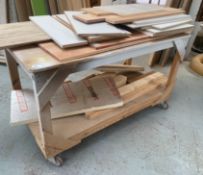 1 x Wooden Work Table On Castors - Ref: GMS056 - CL937 - Location: London NW2Description: