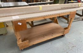 1 x Wooden Work Table On Castors - Ref: GMS058 - CL937 - Location: London NW2Description: