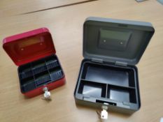 2 x Cash Boxes with Keys and Internal Trays