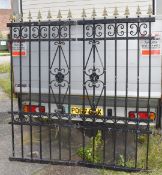 2 x Sectons of Ornate Wrought Iron Tall Fench Panels - Dimensions: H200 x W90 cms