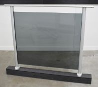 1 x Balustrade Hand Rail Unit - Silver Posts and Rail Supporting a Smoked Glass Panel