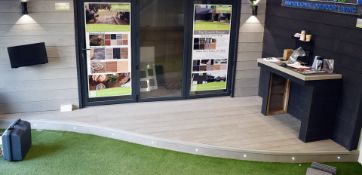 1 x Raised Decking Area with LED Lighting and Additional Wall Panels - Smoked Oak Finish