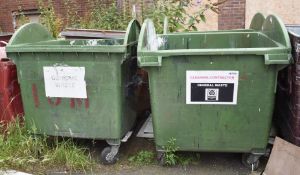 3 x Industrial Large Plastic Waste Bins on Heavy Duty Castors - Lids Not Included
