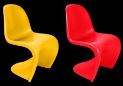 Set of 4 x Phanton Style Dining Chairs - Colour: Red, Yellow and Blue01 - Unused