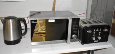 1 x Russel Hobbs Kitchen Set Including Kettle, Toaster and Microwave Oven