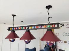 1 x Pureline Pool & Billiard Table Lighting Bar - Triple Light Featuring Full Set of Balls