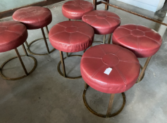 7 x Bar Stools with Metal Frames and Round Leather Seat Pads - Dimensions: H44 x W44 cms