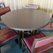 1 x Restaurant Table Featuring a 120cms Round Top and Metal Pedestal