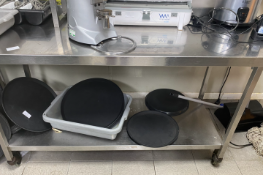 1 x Stainless Steel Prep Bench Features a Heated Gantry Shelf, Castor Wheels, Upstand and Undershelf