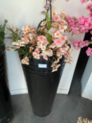 1 x Artificial Blossom Plant in Tall Metal Planter