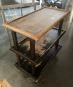 1 x Wooden Serving Trolley with Metal Handle