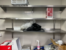 3 x Stainless Steel Wall Mounted Shelves - Dimensions: 180 cms