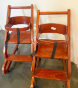 3 x Childrens Commercial High Chairs with a Dark Wood Finish