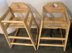 3 x Childrens Commercial High Chairs with a Light Wood Finish