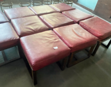 11 x Bar Stools with Wooden Frames and Square Leather Seat Pads - Dimensions: H50 x W50 cms