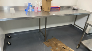 1 x Stainless Steel Wall Mounted Prep Bench - Dimensions: 92 x 290 x 76 cms