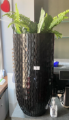 1 x Tall Black Planter with Artificial Plant - Size 78 x 40 cms