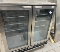 1 x Two Door Backbar Bottle Cooler with a Stainless Steel Finish - Dimensions: 90 x 90 x 50 cms