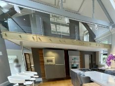 1 x Glass Panelled Brushed Chrome Balustrade - Ref: ARL028 - CL943 - NO VAT ON THE HAMMER