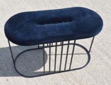 1 x BOLIA 'Posea' Designer Bench Upholstered in a Dark Blue Velour - Original RRP £387.00 - Ref: