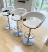 Set of 3 x John Coleman Mollie Inspired Bar Stools Upholstered in a Cream Faux Leather