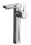 1 x Cassellie Pedra High Rise Basin Mixer Tap - Solid Brass Mixer Tap with a Polished Chrome