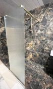 1 x Walk In Shower Set Featuring a Fluted Smoked Glass Shower Screen with Gold Mounting Arms