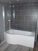 1 x P Shape 1700mm Bath with Shower Screen and Chrome Shower Riser Kit Display