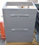 1 x 600mm Bathroom Vanity Unit Featuring Two Storage Drawers and Chrome Handles