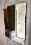 1 x Frameless Bathroom Wall Mirror with Demister and Rounded Edges - Size: 70 x50 cms Display