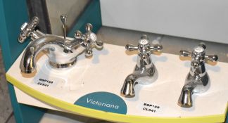 1 x Set of Vado Axces Victoriana Chrome Bathroom Taps - Includes Basin Mixer and Bath Filler