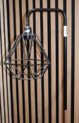 1 x Floor Lamp Featuring a Stone Base and Swan Neck Cage Light - Height 155 cms