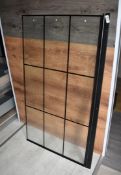 1 x Pacific Shower Screen with a Black Grid Design Display