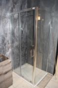1 x Chrome Shower Enclosure with Stone Resin Tray and a Chrome Shower Riser Kit