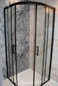 1 x Modern Black Quadrant Shower Enclosure with a Stone Resin Shower Tray - Dimensions: H190 x 90