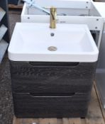 1 x Modern Luxury Bathroom Suite Including a Wall Mounted 600mm Vanity Unit with Ceramic Sink