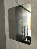 1 x Frameless Bathroom Wall Mirror with Rounded Edges - Size: 80 x 60 cms Display