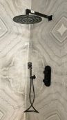 1 x Jaquar Matt Black Shower Kit Including Wall Mounted Mixer Tap, 30cm Overhead Shower Drencher