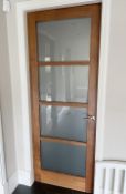 1 x Premium Internal Hardwood Frosted Glass Door - Ref: ARL027/UTL - CL943 - NO VAT ON THE