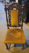 1 x Antique Carved Oak Bedroom Chair - Dimensions: H104 x W50 x D45 cms