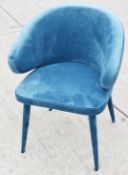 1 x EICHHOLTZ 'Cardinale' Luxury Mid-Century-Style Dining Chair, Richly Upholstered in Roche Teal