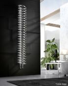 1 x Contemporary 'Hot Spring' 1.3-Metre Coiled Wall-mounted Hot-water Steel Radiator in Chrome
