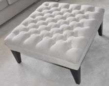 1 x Chesterfield-Style Buttoned Footstool, Richly Upholstered in a Grey Velvet Fabric- Ref: VKH143 -
