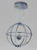 1 x Gyro Pendant Globe Frame Light In A Chrome Finish - Ref: K515/3575-216CC - CL011 - Location: