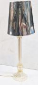 Set Of 2 x Mid-Century Classic Blown Murano Glass Table Lamp With Gold Flecks & Metallic Shades